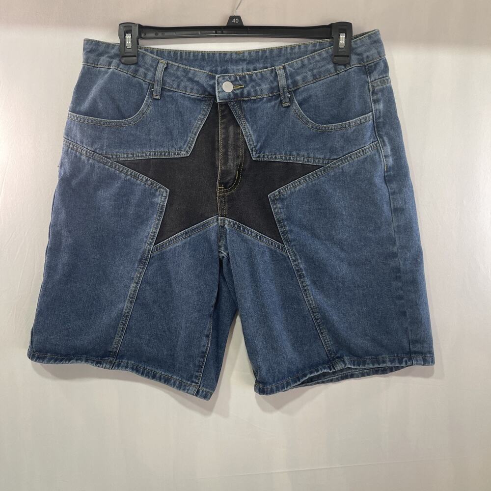 Romwe Men’s Skater Jean Shorts Size 36 Y2K Grunge